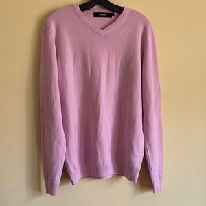 XRAY Jeans Men's Pink V-Neck Sweater in Lavender Pink/Purple Color Size Large
